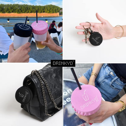 DRINKYD™ The Drink Cover for Alcohol Protection and Spiking Prevention - Washable & Reusable w/Keychain (1 Pack, Pink)