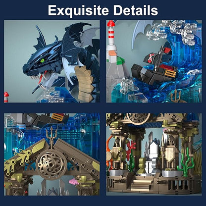 Medieval Building Toys Dragon Building Blocks Set for Adults Teens Boys Girls 14+ Years Old DIY Model Building Kits Hobbies Decor Graduation Birthday Housewarming (2210PCS)