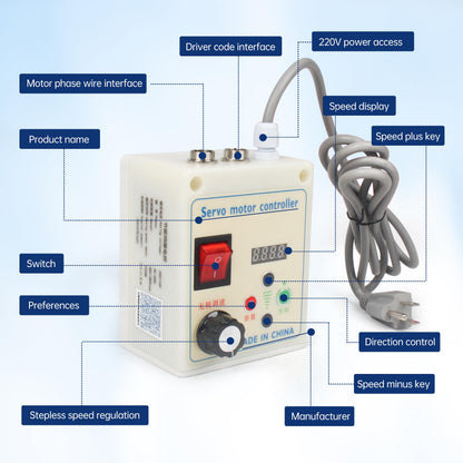RATTMMOTOR 750W Permanent Magnet Brushless Servo Motor Max Speed 6500rpm/min with Servo Motor Speed Controller for Woodworking Machine/Lathe/Drilling and Tapping Machine/Reducer/Belt Sander (110V)