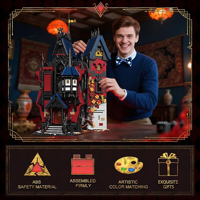 Medieval Castle Building Set for Adults 3540 PCS Large MOC Modular Gothic Vampires Haunted Houses Model Kit Compatible with Lego Horror Architecture Block Gift for Christmas Birthday