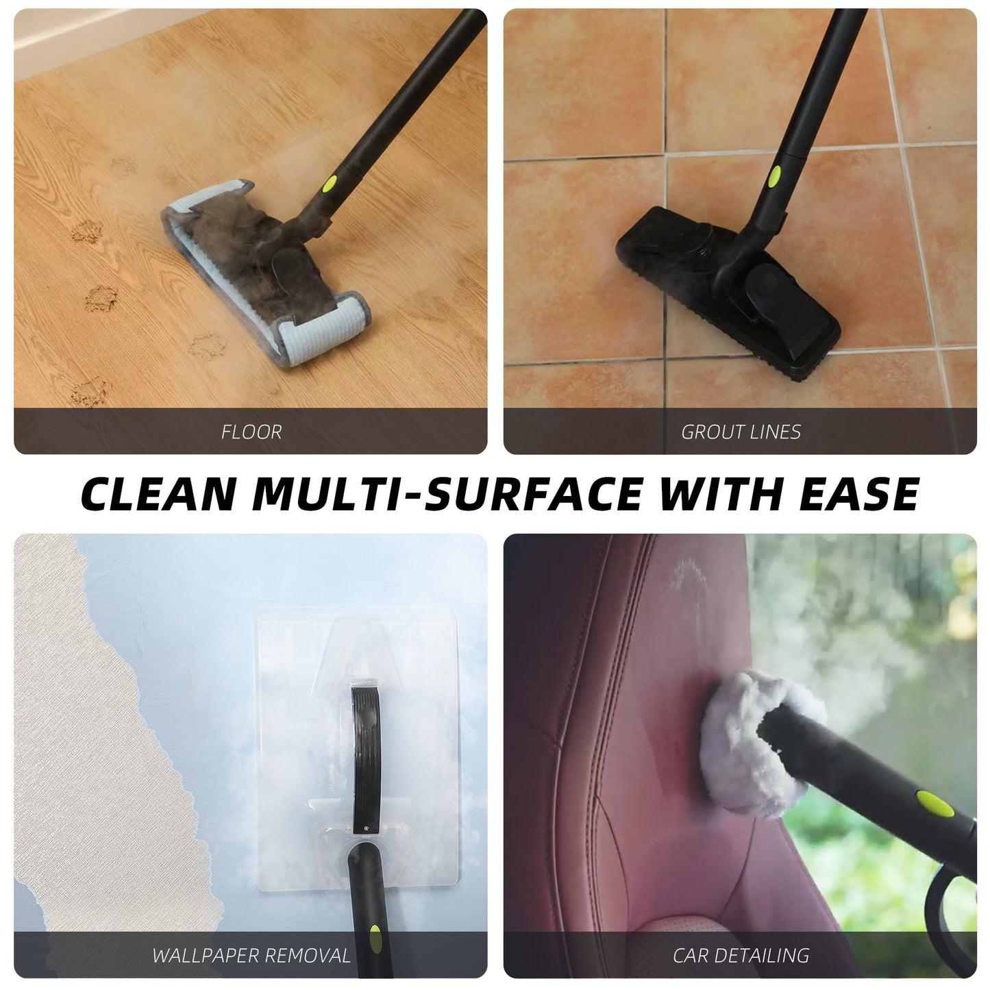 GOATCLEAN Heavy-Duty Steam Cleaner - 1500W Multipurpose Handheld Floor Steamer with 22 Accessories 16ft Cord for Home, Car Detailing, Tile, Grout, Wallpaper, Upholstery, Window, Deep Cleaning