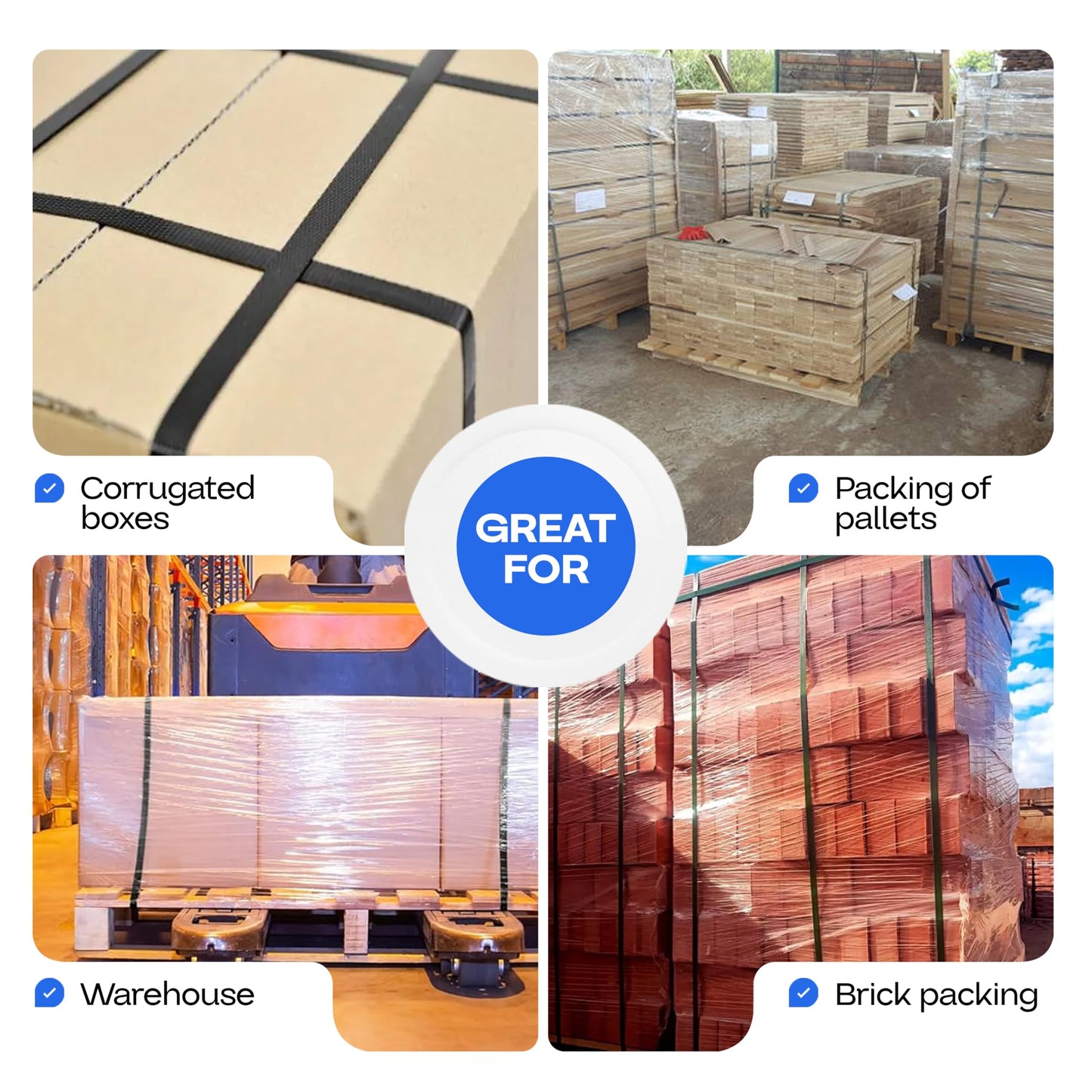 IDL Packaging 1/2" x 9900' Machine Grade Polypropylene (PP) Strapping Roll of 8" x 8" Core Size (350 lbs Break Strength) for Automatic and Semi-Automatic Machines - Lightweight Poly Banding Packaging