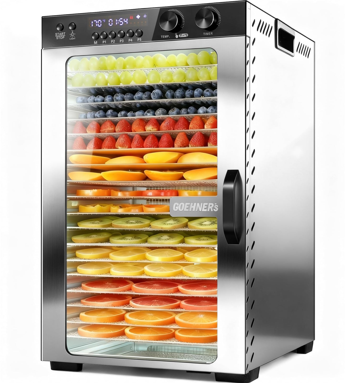 Food Dehydrator Machine 18 Stainless Steel Trays, 18ft² Meat Dehydrator for Jerky Up to 194°F Temperature Control and 5 Presets and 48H Timer, 1000W Food Dryer for Dog Treats, Herbs, Fruit and Veggies