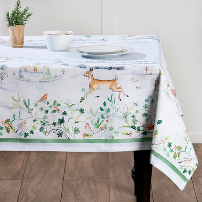 Maison d' Hermine Table Cloth Square Table 100% Cotton 60 x 60 Inches Fall Tablecloth Reusable Everyday Use for Thanksgiving Christmas Decorations Dining Farmhouse Party (Snowy World)