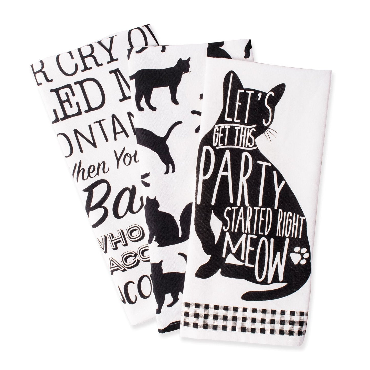 DII Everyday Pets Kitchen Collection Absorbent Dishtowel Set, 18x28, Cat Print, 3 Count
