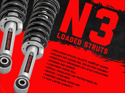 Rough Country Loaded N3 Leveling Struts for Ford F-150 4WD (2014-2025) 2" Lift - Pre-Loaded Coil Strut, Bolt-on Install, Set of 2