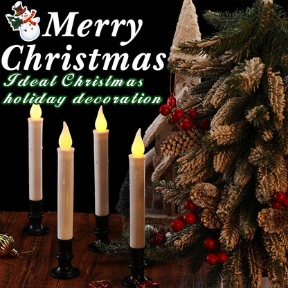 Baquler 8 Pcs Christmas LED Window Candles with Sensor Dusk to Dawn Light Sensor 9.37 Inches Cordless Flameless Battery Taper Candles with Flickering Amber Flame for Xmas Home Decor(Black)