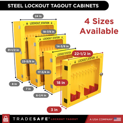 TRADESAFE Lockout Tagout Station, Lock Out Tag Out Station Unfilled - No Loto Devices Included, Wall Mount Loto Kit Cabinet, Lockout Station 22-1/2 x 18 x 3 inches