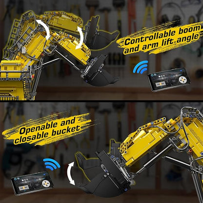 Mould King 17070 RC Excavator Building Set for Adults 4767 Pieces Truck Construction Vehicle Model APP Remote Control Truck with Engines STEM Engineering Toys