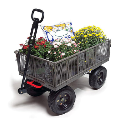 Gorilla Carts Steel Dump Cart, 5 Cu Ft Bed, 1200 lb Load Capacity, Gray – Towable Heavy-Duty Outdoor Utility Wagon with Removable Side Panels for Yard, Lawn, Garden or Landscaping