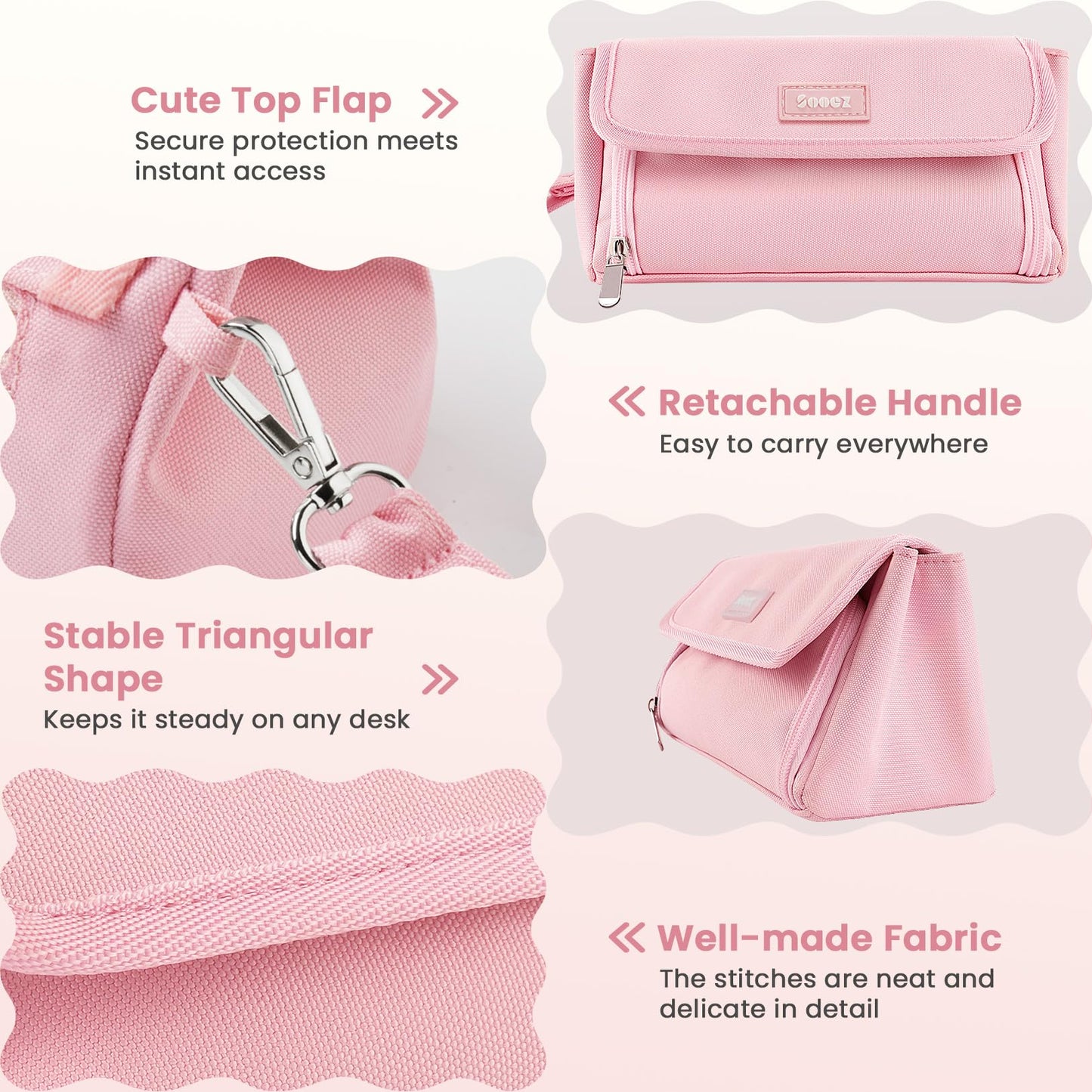 Sooez Super Large Pencil Case, Big Capacity Pencil Bag with 3 Compartments, can hold 100 pencils,Cute Pencil Pouch with Zipper,Portable Stationery Pen Bag,Aesthetic School Supplies For Girls,Haze Blue