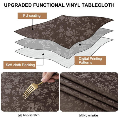 Smiry Rectangle Table Cloth, Waterproof Heavy Duty Vinyl Tablecloths, Wipeable Washable Table Cover for Kitchen and Dining Room (Coffee, 54" X 120")