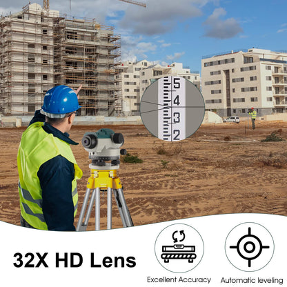 KEZERS 32X Automatic Optical Level Kit with Self- Leveling Magnetic Dampened Compensator and Transport Lock,High Precision Height/Distance/Angle Level Measure - KL-32X