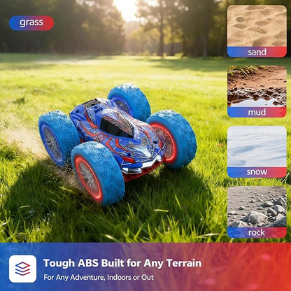 RC Cars Spider Toys for Kids 4-12 4WD Remote Control Car Spider Toy Gift Double Sided Stunt Car With LED Lights 2.4GHz 360° Flip &amp Spin/Rotation 60 Mins Playtime Gift for Kids Boys Beginners