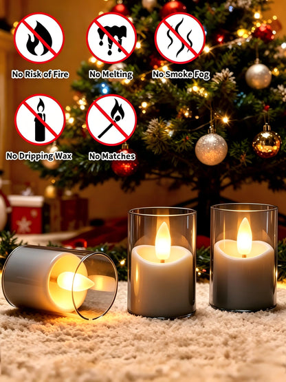 YTRUSTIX Rechargeable Flameless Tea Light Candles with Timer Remote, 1.7"x2.5" Acrylic Small Votive Electric LED Candles Battery Operated for Home Aniversary Wedding Holiday Decor (Pack of 6, Gery)