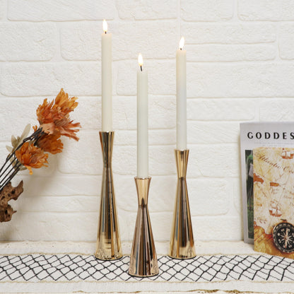 Taper Candle Holders Metal Candlestick Holders Set of 3 Table Mantel Decorative Candle Stand for Dinning,Party，Wedding,Home Decor(Gold)
