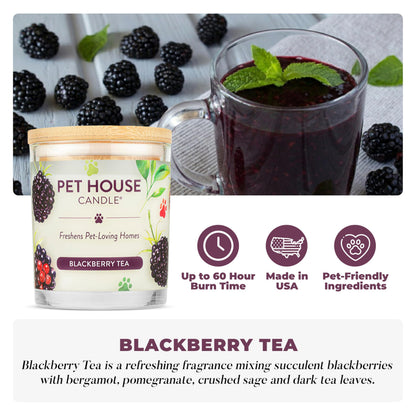 One Fur All Pet Candle 9 OZ Plant-Based Spring Candle with a 60 Hour Burn Time - BlackBerry Tea