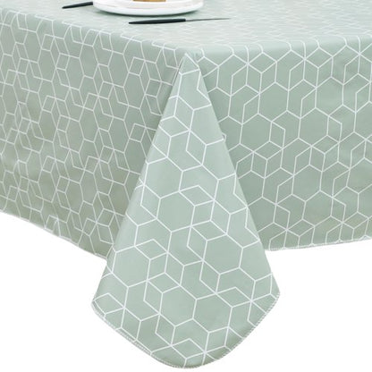 Heavy Duty Vinyl Tablecloth with Flannel Backing Waterproof Oil-Proof Plastic Table Cloth Stain-Resistant Wipeable Rectangle or Square Table Cover for Indoor and Outdoor (Green Grid，60x102 Inch)