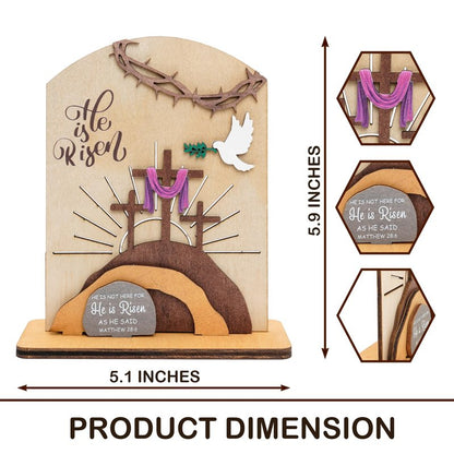 Alcarin He is Risen Easter Resurrection Decor - Easter Decorations for Home - Empty Tomb Religious Resurrection Set Decoration for Table, Desk, Home