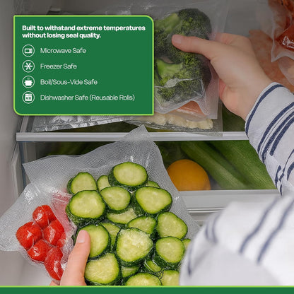 Premium Vacuum Sealer Bag Rolls - Custom Cut for Freezer & Sous Vide - Durable Food Storage, 3 Pack (8"x20')