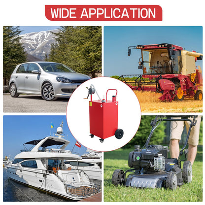 45 Gallon Fuel Caddy, Gas Storage Tank on 4 Wheels with Manual Transfer Pump, Gasoline Diesel Fuel Container for Cars, Lawn Mowers, ATVs, Boats