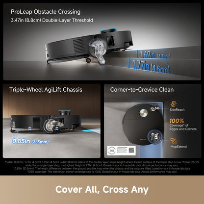 DREAME X60 Max Ultra Complete Robot Vacuum and Mop, Upgraded from X50 Series, 3.13in (7.95cm) Ultra-Thin Design, 35,000Pa Suction, Self Emptying&Refilling, Mop Self-Cleaning, 280+ Obstacle Avoidance