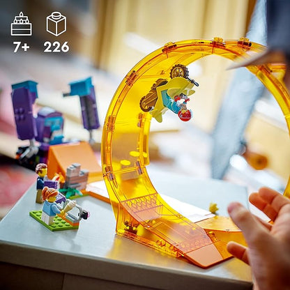 LEGO City Stuntz Smashing Chimpanzee Stunt Loop 60338 with Flywheel Toy Motorcycle Ramp Chimp Prop and 3 Minifigures Gift for Kids Aged 7 Plus