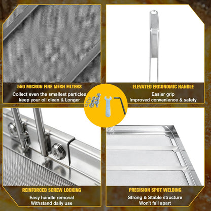 Upgraded AF45 Fryer Filter TK45 Commercial Deep Fryer Filter Strainer 13.75" x 13.75" 550 Micron 304 Stainless Steel, +20% Thickened, Extend Oil Life by 50%