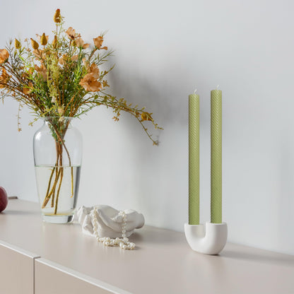 Texture Long Taper Candle Grass Green Unscented Twisted Candlesticks Smokeless Handmade Candle Stick for Wedding Dinner Decor Creative Gifts 2 PCS