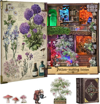 Book Nook KitTiny House Kits to Build to Live inDIY Wooden Crafts for Adults Mini Model Kits with LED Birthday and Valentine's Day Gift for Adults (Potion-Making Edition)