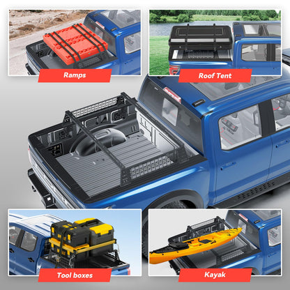 Truck Bed Adjustable Cross Bars for Pickup Trucks, Wide Width Adjustment, No-Drills Needed Installation (Not for Any Bed Cover), 95033C