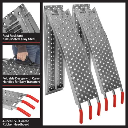 Loading Ramps - Set of Two 69-Inch Folding Ramps for ATVs, Motorcycles, Mowers, Carts, and More - 2200lb Combined Capacity Car Ramp Set by Stalwart