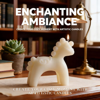 Horse-Shaped Scented Candle,Adorable Animal Design,Soy Wax Smokeless Candle with Floral Fragrance,New Year Gift of Positive Energy,Perfect for Christening Favors,Home Decor