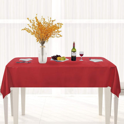 sancua 100% Waterproof Rectangle PVC Tablecloth - 60 x 102 Inch - Oil Proof Spill Proof Vinyl Table Cloth, Wipe Clean Table Cover for Dining Tables, Buffet Parties and Camping, Red