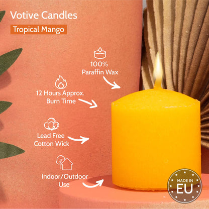 HYOOLA Scented Votive Candles - Tropical Mango Votive Candles -12 Hour Burn Time - 9 Pack - European Made