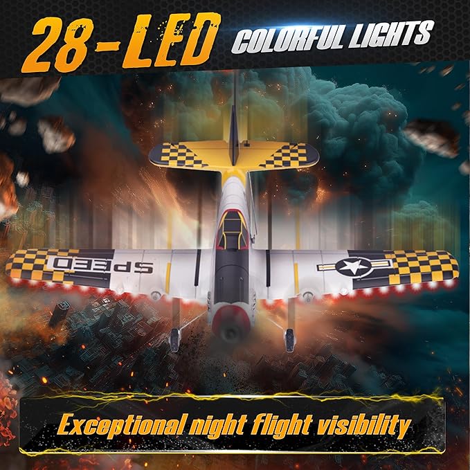 BEZGAR RC Plane Drones for Kids 6-axis Gyro Remote Control Airplane RC Helicopter Easy Control for Beginners Toys with Colorful LED Navigation Lights Yellow