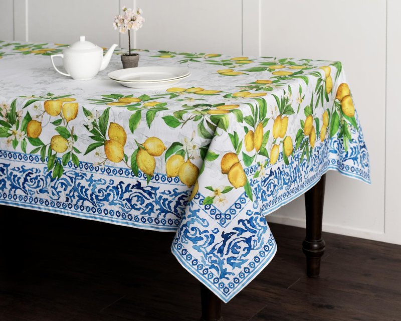 Maison d' Hermine Table Cloth Rectangle Table 100% Cotton 60 x 90 Inches Tablecloth Reusable Decorative for Dining Kitchen Room Farmhouse Home Gifts for Mothers Day Spring Summer - Cedrat