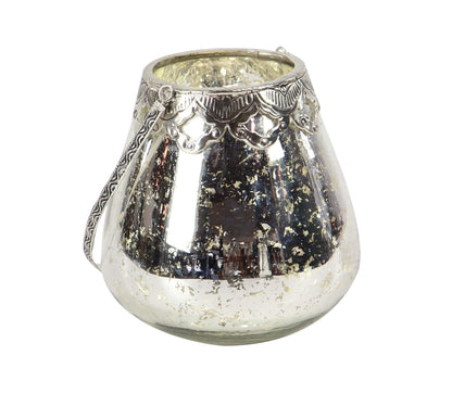 Deco 79 Glass Solid Candle Holder, Set of 3 5", 7", 9"H, Silver