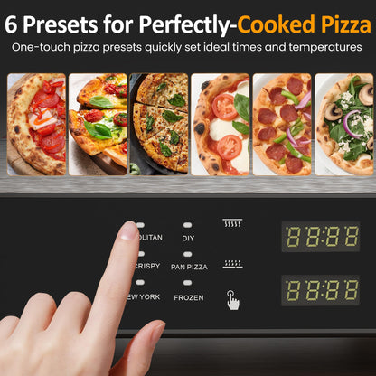 Sunvivi Electric Indoor Pizza Oven: Countertop Pizza Maker with 6 Presets, Heats up to 750℉, 12" Portable Pizza Cooker Warmer with Control Knob, Pizza Stone, Pizza Peel, Pie Maker for Home, Camping