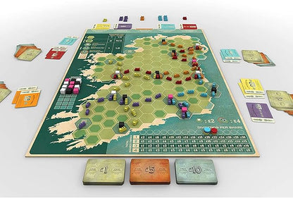 Capstone Games Irish Gauge Strategy Board Game for Ages 15+ | Economic Railroad Investment with Auction Bidding and Shareholding Route Expansion Euro Style Railway Network | 3-5 Players | 60 Min