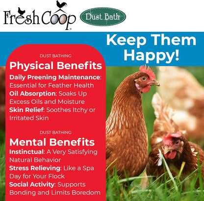 Progressive Planet Fresh Coop Dust Bath - 20lbs Food-Grade Diatomaceous Earth & Clay for Healthy Feathers | Reduces Boredom