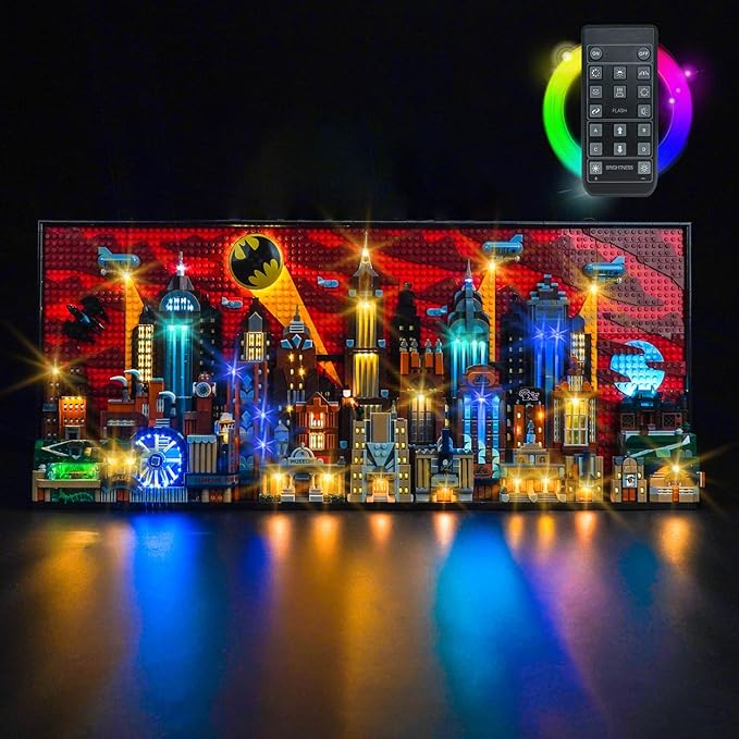 Upgraded Led Light Kit for Lego The Animated Series Gotham City Building Set Remote Control Version Compatible with Lego 76271 (Model Not Included)