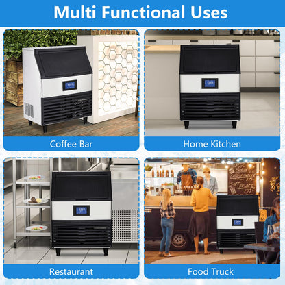 Commercial Ice Maker Machine, 440 LB/24H, 160 Cubes in 5-15 Min, 88 LB Storage Bin, Under Counter Stainless Steel Ice Making Machine for Home Bar Restaurants