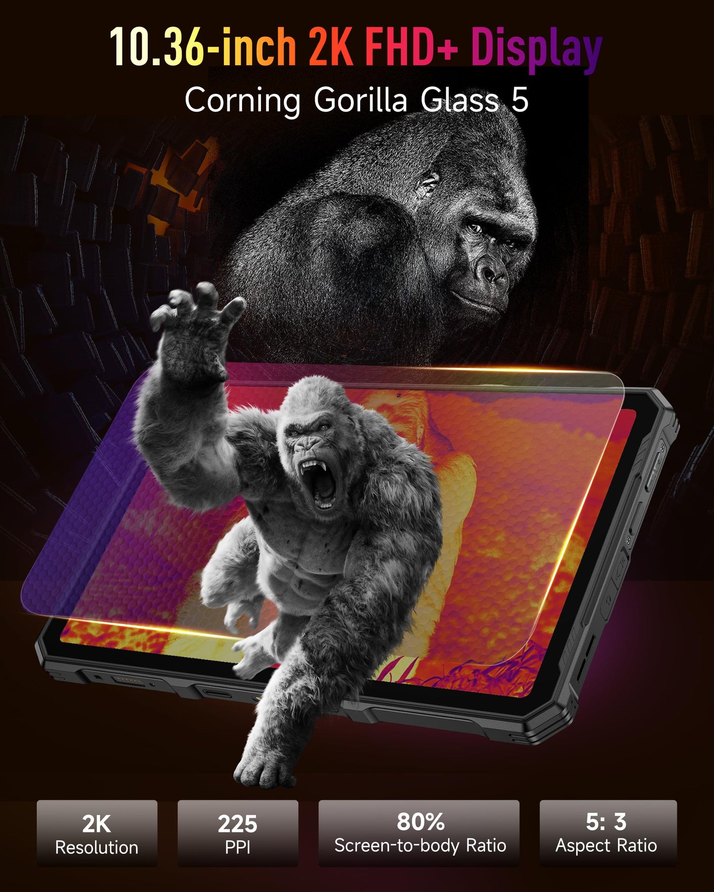 Ulefone Armor Pad 4 Ultra Thermal Imaging 5G Rugged Tablet, 16GB + 256GB/2TB Expansion Android 15, 10.36" 2K Corning Display, IP68/69K, 11800mAh(33W), 10W Dock Charging, 50MP + 32MP, 1100LM LED Lights