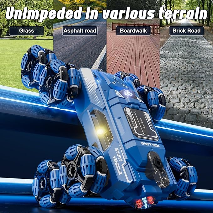 Cool 8 Wheel Gesture Control RC Stunt Car  Birthday Toys Gifts for 6 7 8-12 13 14 Year Old Boys  2.4Ghz Hand controlled Remote Control Transform Drift Cars  Double Sided Climbing with Light &amp M