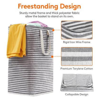 Lifewit 3 Pack Laundry Basket 80L Each, Collapsible Clothes Hamper with Reinforced Handles, Freestanding Waterproof Design for Bedroom and Laundry Room, Black 240L Total