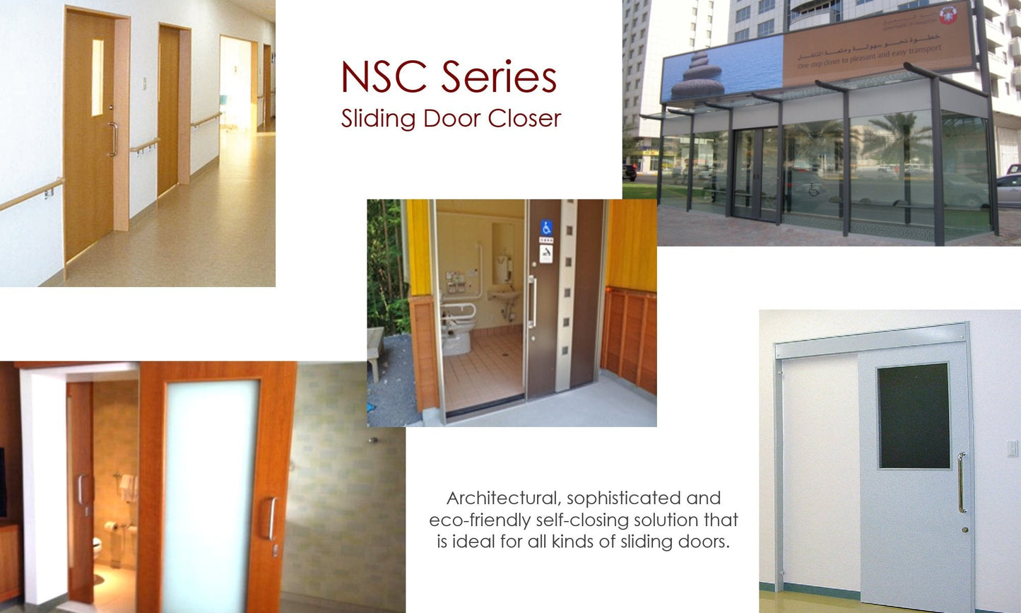 NSC-C60V-22 Sliding Door Closer for Barn Door (Medium-Heavy Duty Model Up to 132lbs), Self Closing, Complete System With 86" Rail
