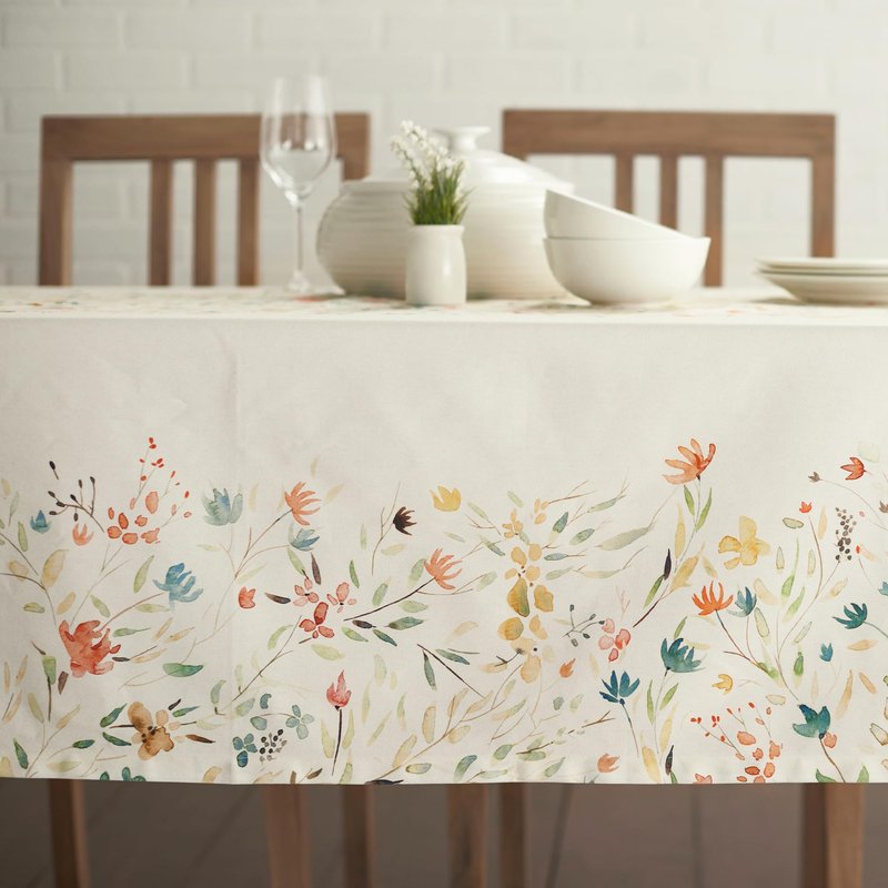 Maison d' Hermine Table Cloth Rectangle Table 100% Cotton 70 x 108 Inches Tablecloth Reusable Decorative for Dining Kitchen Room Farmhouse Home Gifts for Mothers Day Spring Summer - Colmar
