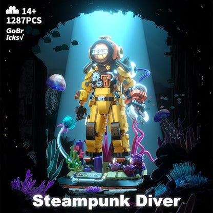 Building Toys Set Steampunk Diver Buildings Blocks for Adults Teens 14+ Creative Model Building Kits Birthday Home Office Decoration 1287PCS
