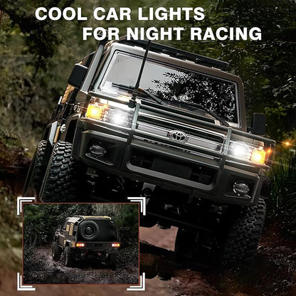 1/12 Scale RC Crawler MN-82S LC79 RTR RC Truck 4x4 Off Road Vehicles 2.4GHz RC Rock Crawler Car with LED Lights 7.4V 1200mAh Battery for Adults Hobby Toys (Silver)